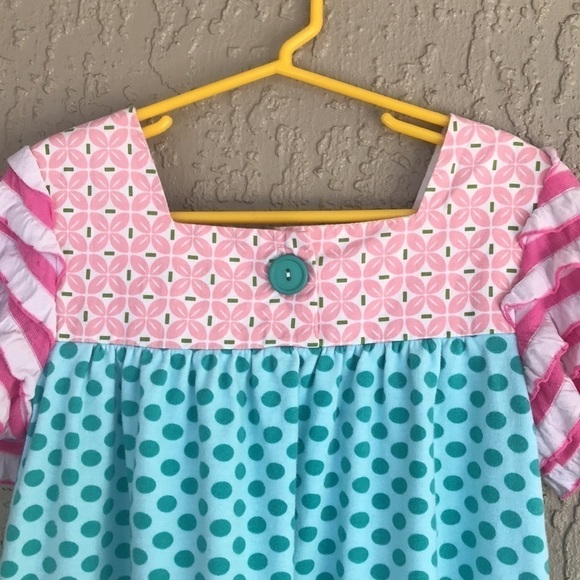 Cici & Ryann Girls Patchwork Print Tiered Cotton Dress 6X - Picture 6 of 9